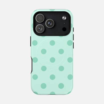 Mint Polka Dot iPhone Case — Tough Magnetic | MagSafe Compatible