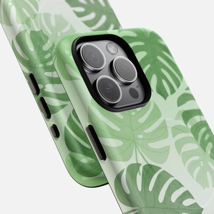 Green Monstera Leaf iPhone Case — Tough Magnetic | MagSafe Compatible