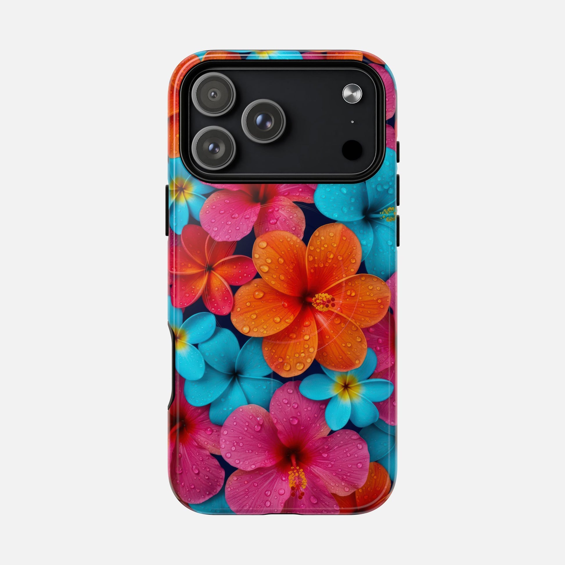 Phone Case — Colorful Tropical Plumeria Floral Magnetic Tough Case iPhone 17 Pro Max Glossy Phone Case