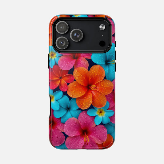 Phone Case — Colorful Tropical Plumeria Floral Magnetic Tough Case iPhone 17 Pro Max Glossy Phone Case