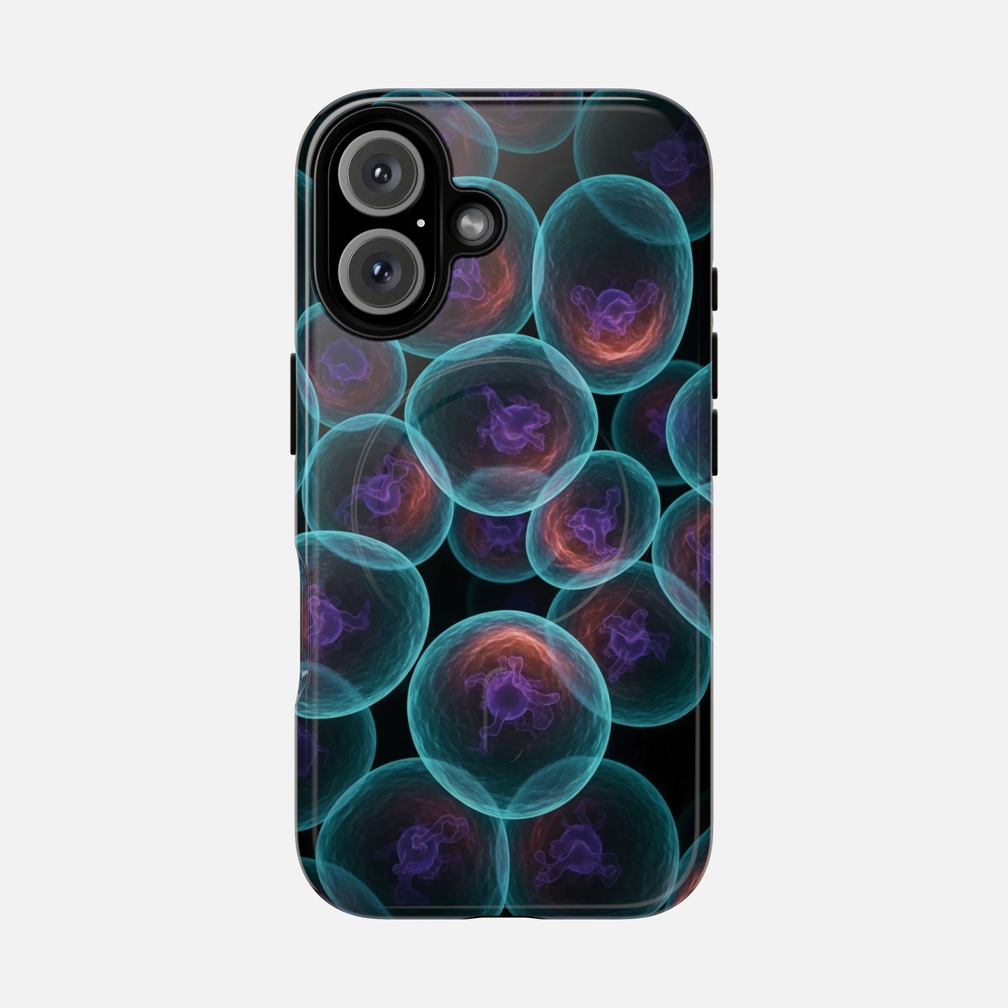 Abstract Neon Bubbles Magnetic Phone Case — Protective Tough Magnetic iPhone Cover iPhone 16 Glossy Phone Case