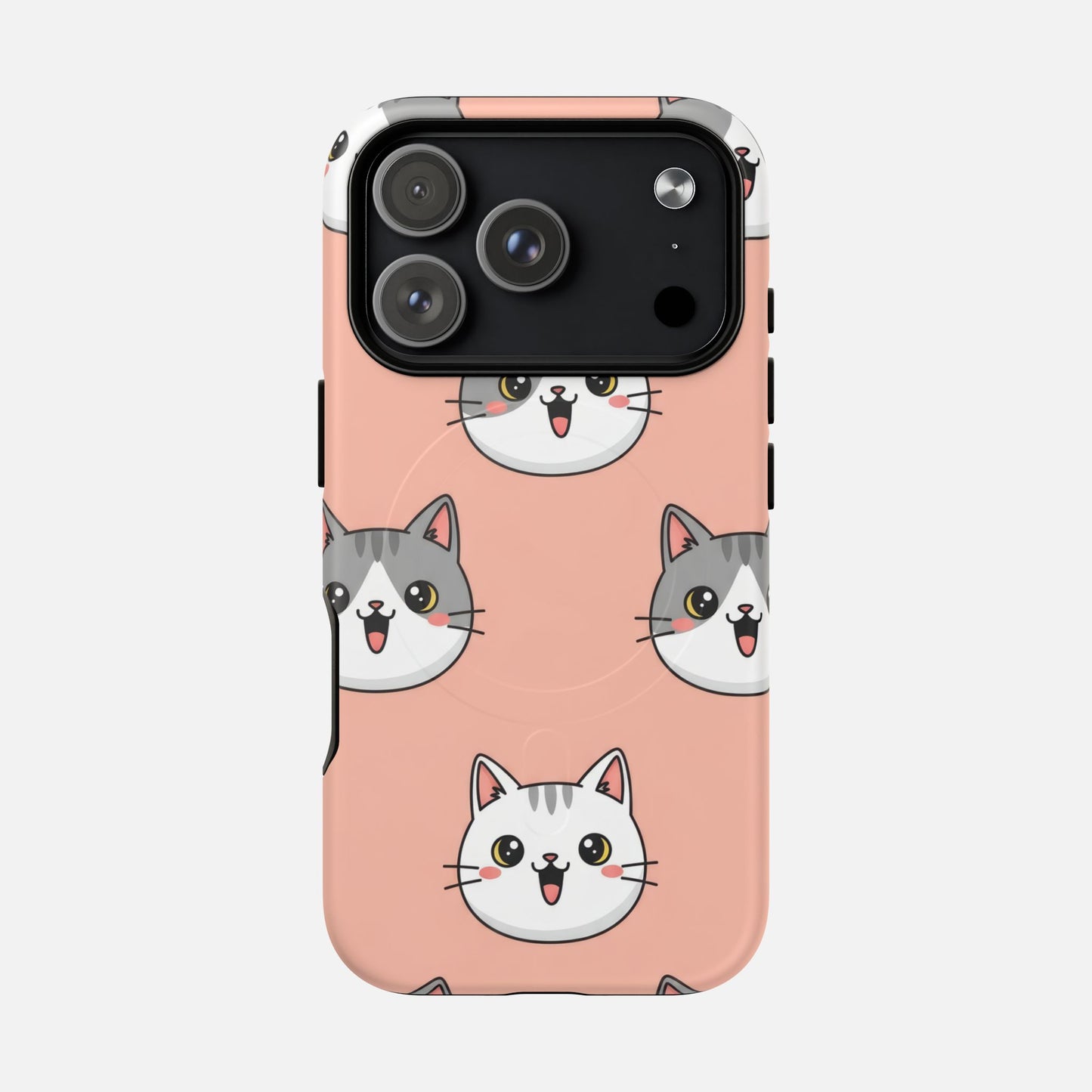 Cute Gray & White Cat iPhone Case — Tough Magnetic | MagSafe Compatible