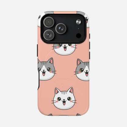 Cute Gray & White Cat iPhone Case — Tough Magnetic | MagSafe Compatible