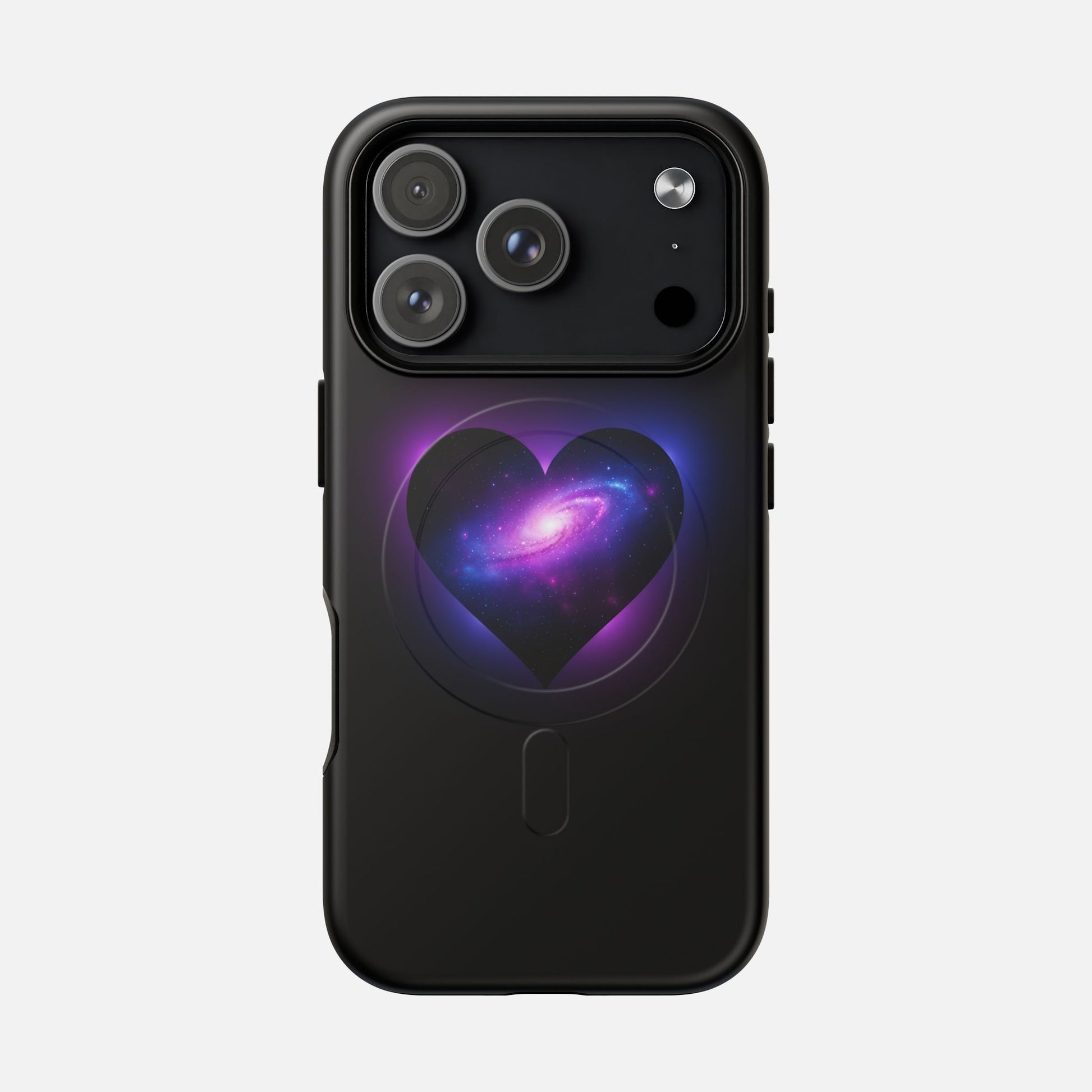 Galaxy Heart Tough Magnetic Phone Case — Magnetic Protective iPhone Cover with Purple Nebula Design iPhone 17 Pro Matte Phone Case