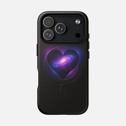 Galaxy Heart Tough Magnetic Phone Case — Magnetic Protective iPhone Cover with Purple Nebula Design iPhone 17 Pro Matte Phone Case