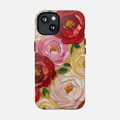 Floral Camellia With Rose & Blush Blooms iPhone Case — Tough Magnetic | MagSafe Compatible