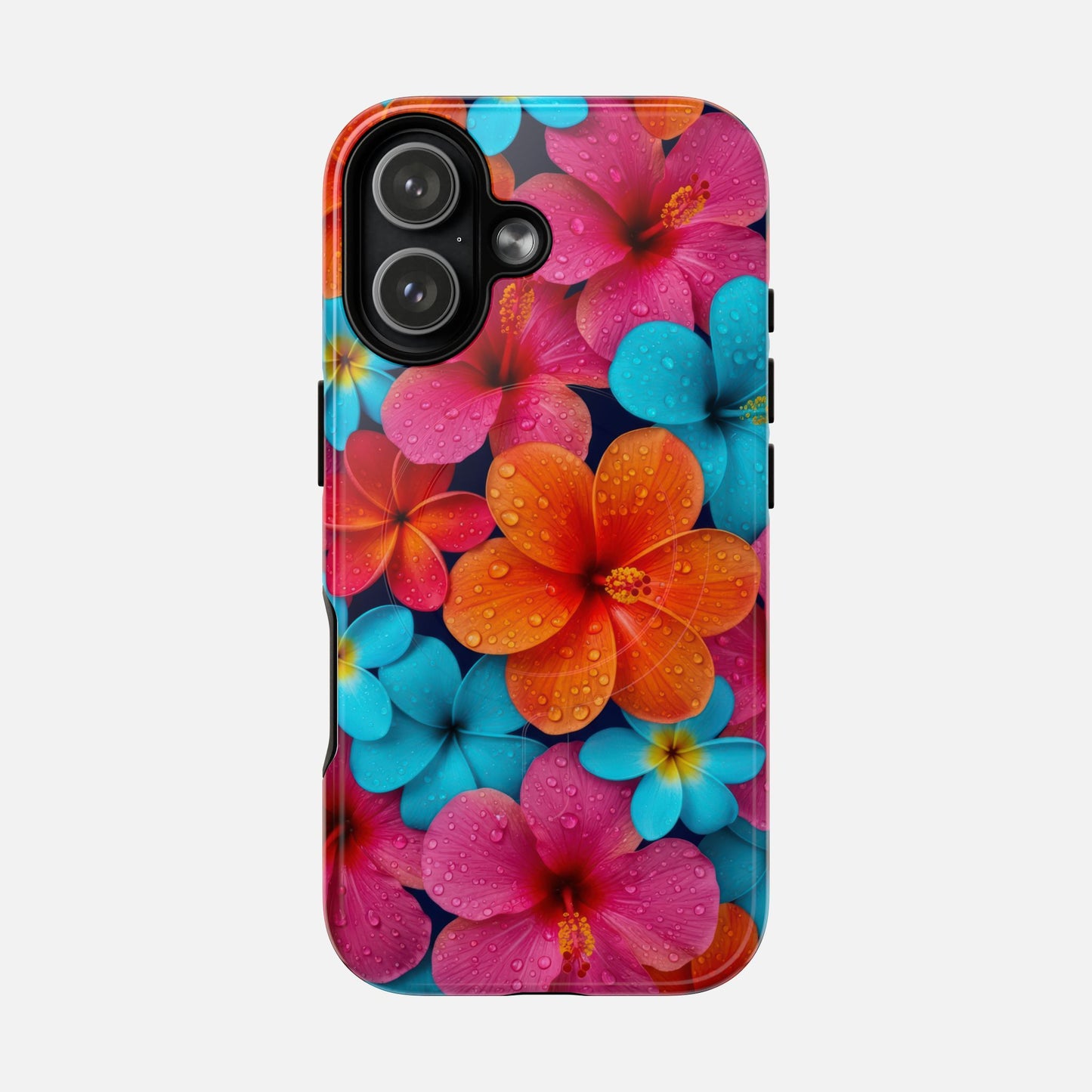 Colorful Tropical Plumeria Floral iPhone Case — Tough Magnetic | MagSafe Compatible