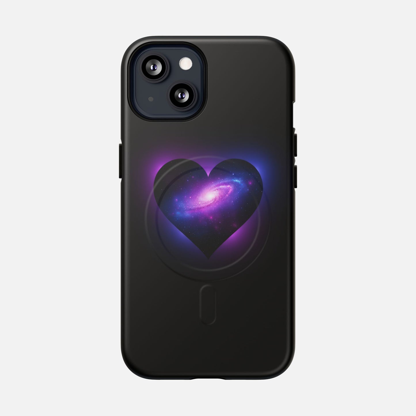 Galaxy Heart Tough Magnetic Phone Case — Magnetic Protective iPhone Cover with Purple Nebula Design iPhone 13 Matte Phone Case