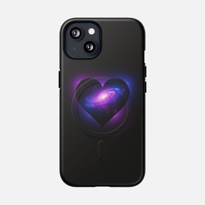 Galaxy Heart Tough Magnetic Phone Case — Magnetic Protective iPhone Cover with Purple Nebula Design iPhone 13 Matte Phone Case