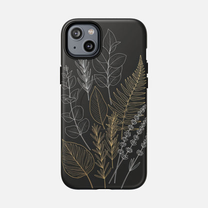 Tough Magnetic Case — Botanical Gold & Silver Fern Phone Cover iPhone 14 Plus Matte Phone Case