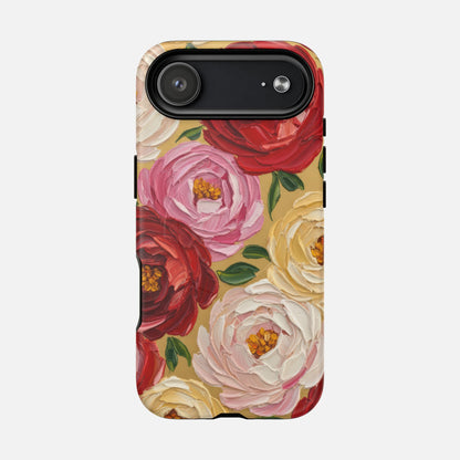 Floral Camellia With Rose & Blush Blooms iPhone Case — Tough Magnetic | MagSafe Compatible