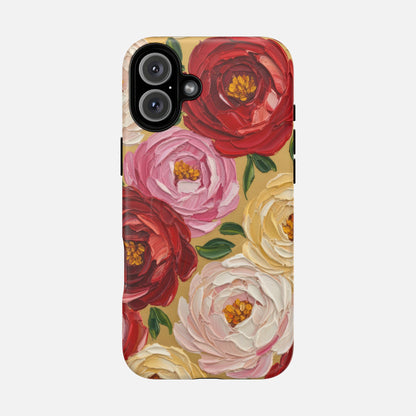 Floral Camellia With Rose & Blush Blooms iPhone Case — Tough Magnetic | MagSafe Compatible