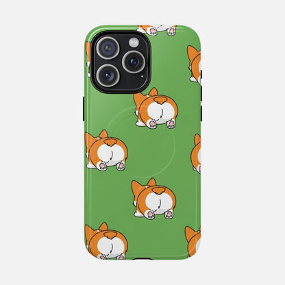 Corgi Bum Magnetic Tough Case — Cute Cartoon Dog Phone Cover iPhone 15 Pro Max Glossy Phone Case