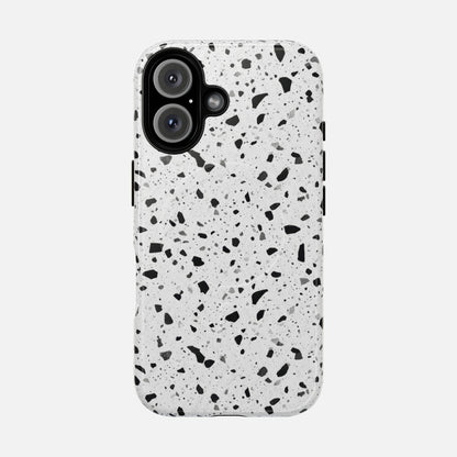 Terrazzo Black & White iPhone Case — Tough Magnetic | MagSafe Compatible