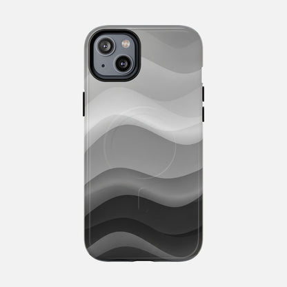 Monochrome Wave iPhone Case — Tough Magnetic | MagSafe Compatible