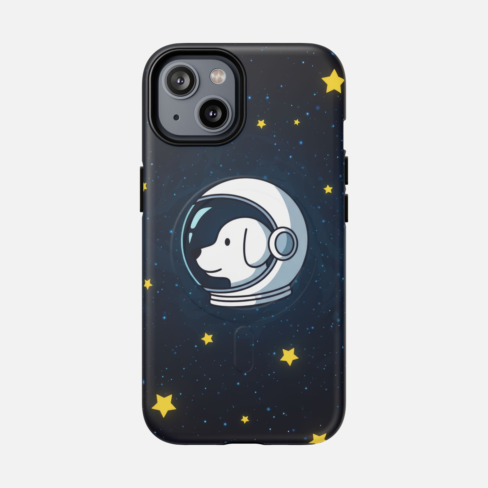 Astronaut Dog Magnetic Phone Case — Cute Space Puppy iPhone Cover with Stars iPhone 14 Matte Phone Case