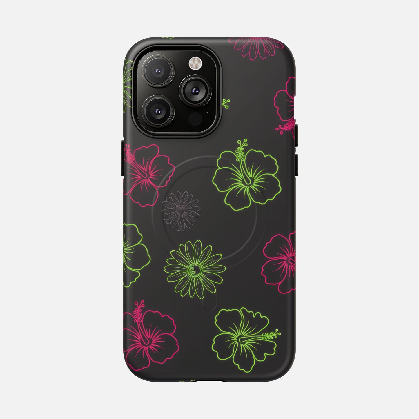 Neon Hibiscus & Tropical Floral iPhone Case — Tough Magnetic | MagSafe Compatible