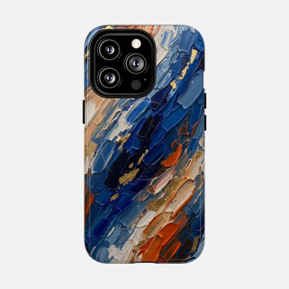 Magnetic Phone Case — Abstract Blue & Orange Paint Texture iPhone 13 Pro Glossy Phone Case