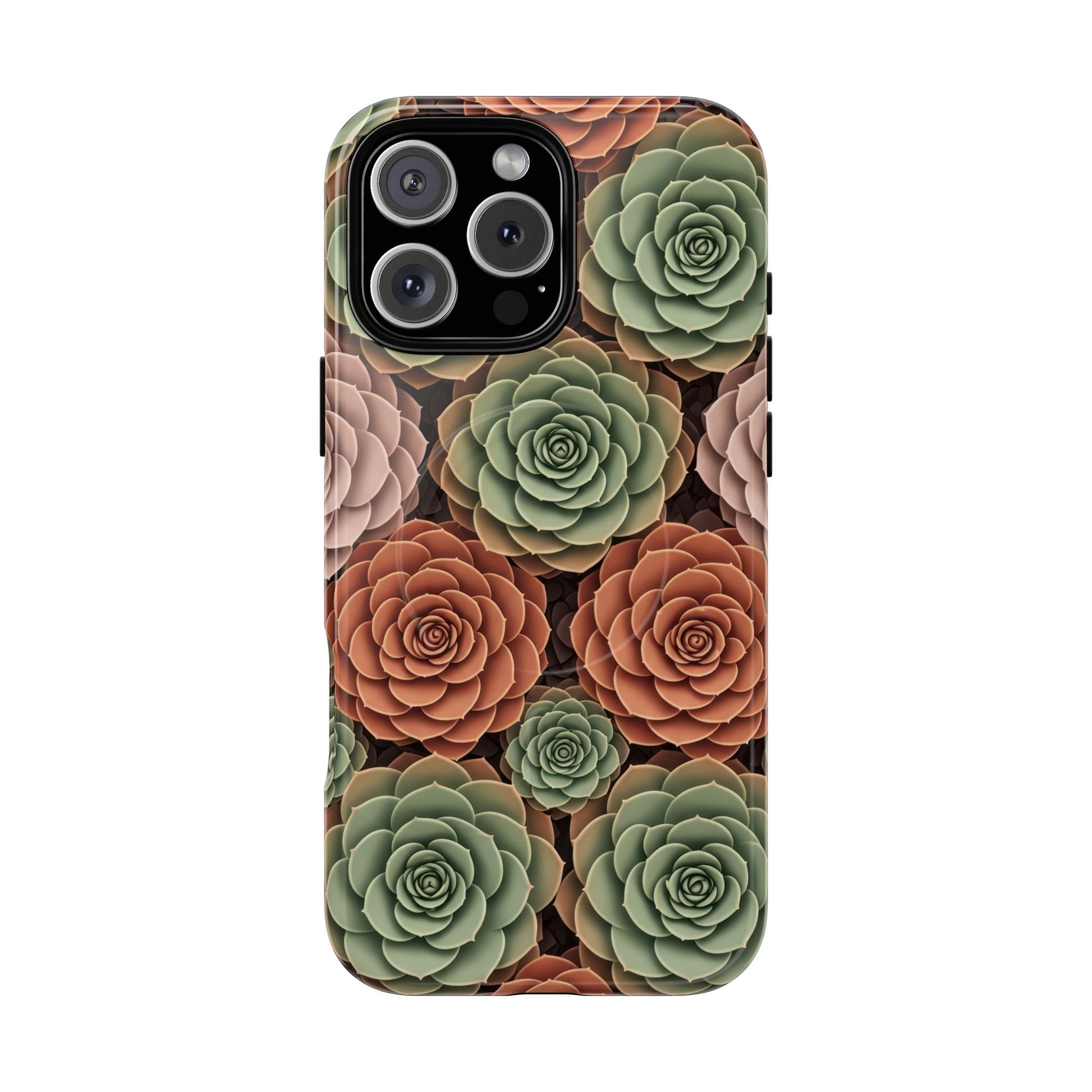 Magnetic Tough Case — Autumn Succulent Floral Phone Cover iPhone 16 Pro Max Glossy Phone Case