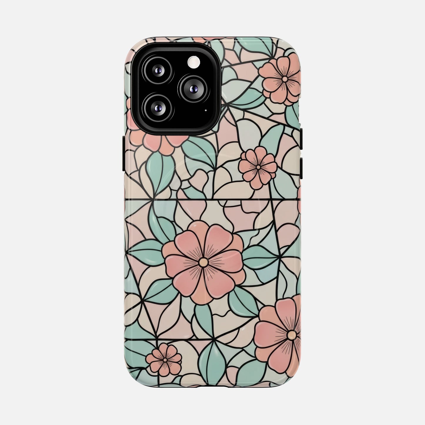 Pastel Floral Mosaic iPhone Case — Tough Magnetic | MagSafe Compatible
