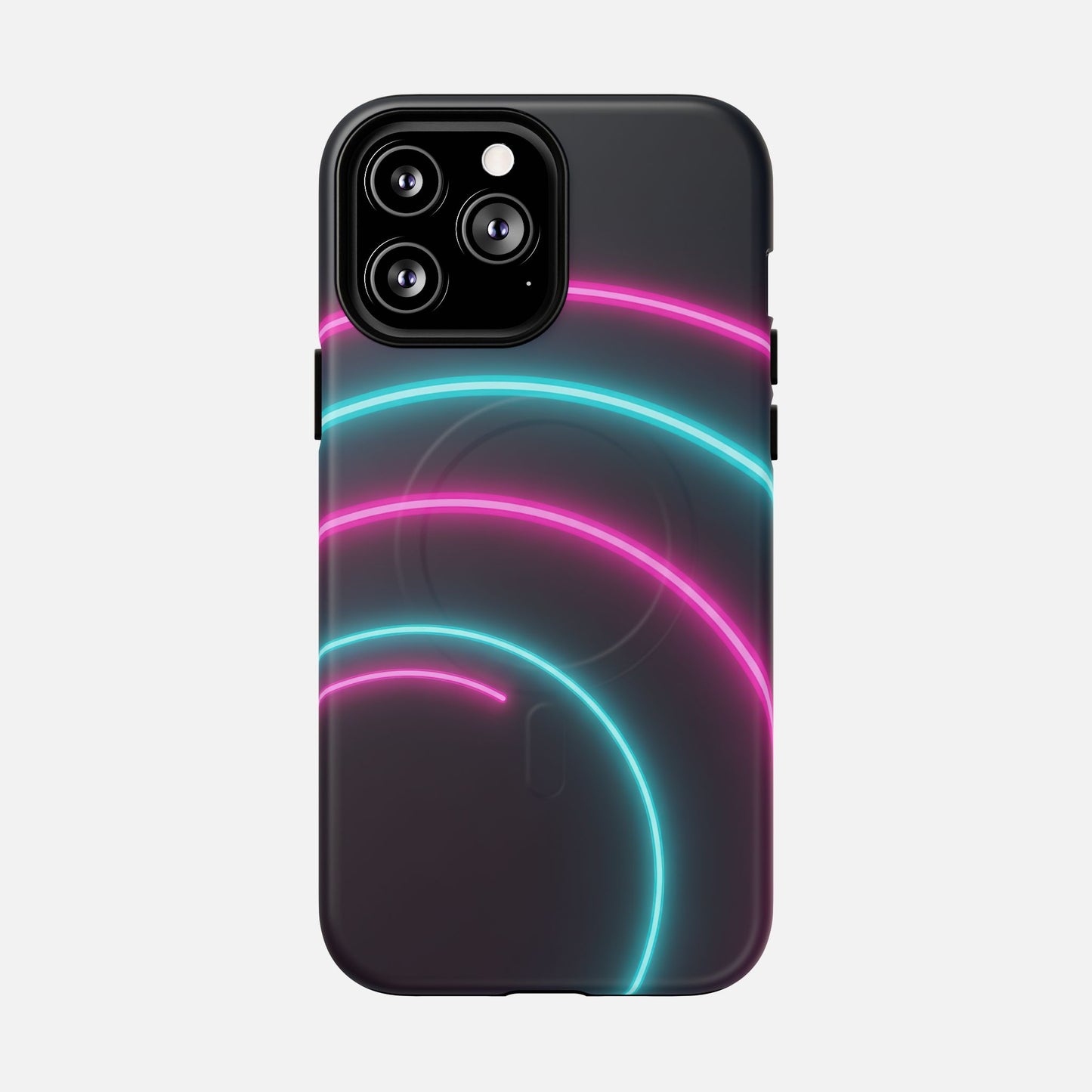 Neon Arc with Pink & Teal Glow iPhone Case — Tough Magnetic | MagSafe Compatible