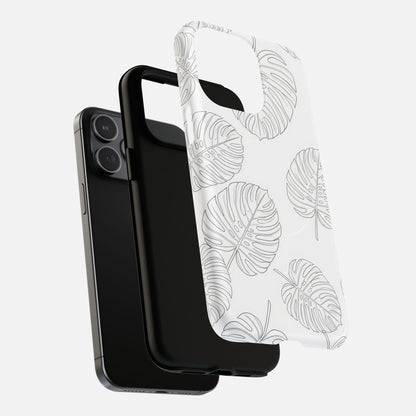 Monstera Leaf Clear Tropical Pattern iPhone Case — Tough Magnetic | MagSafe Compatible