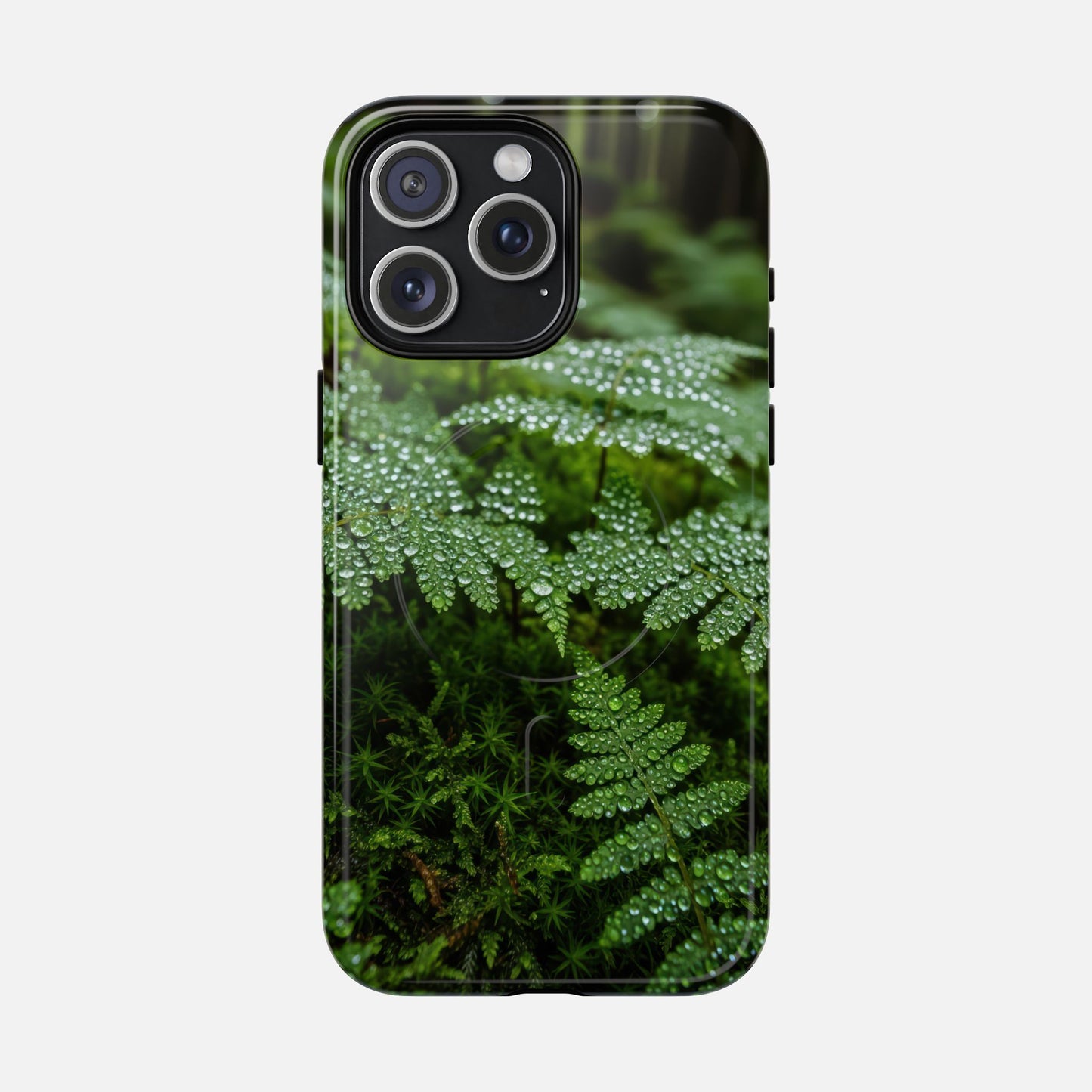 Fern Dew Tough Magnetic Phone Case — Nature Photography Protective Cover iPhone 15 Pro Max Glossy Phone Case