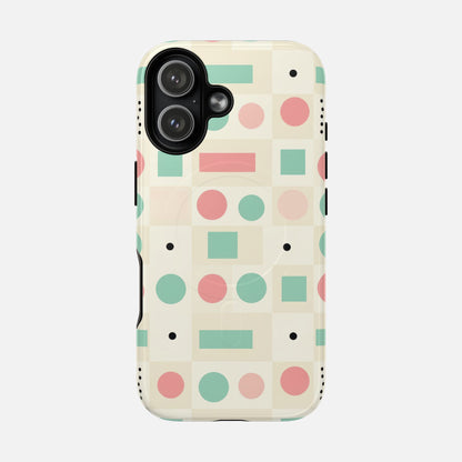 Pastel Circles & Squares iPhone Case — Tough Magnetic | MagSafe Compatible