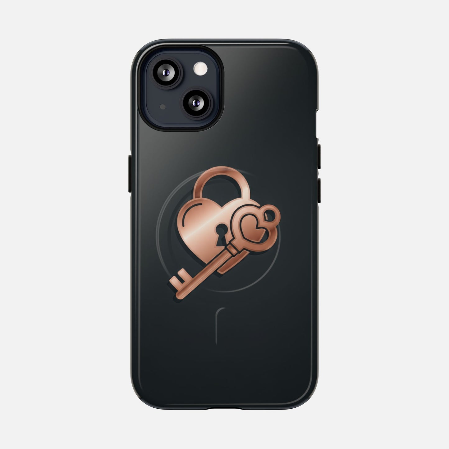 Rose Gold Lock & Key Design iPhone Case — Tough Magnetic | MagSafe Compatible