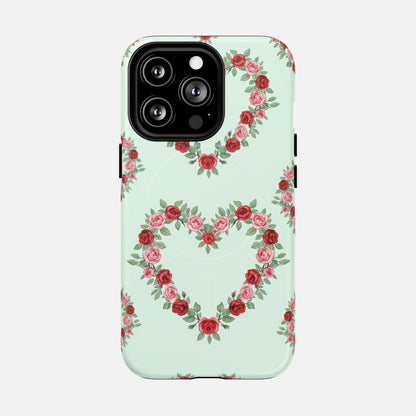 Rose Heart Floral iPhone Case — Tough Magnetic | MagSafe Compatible