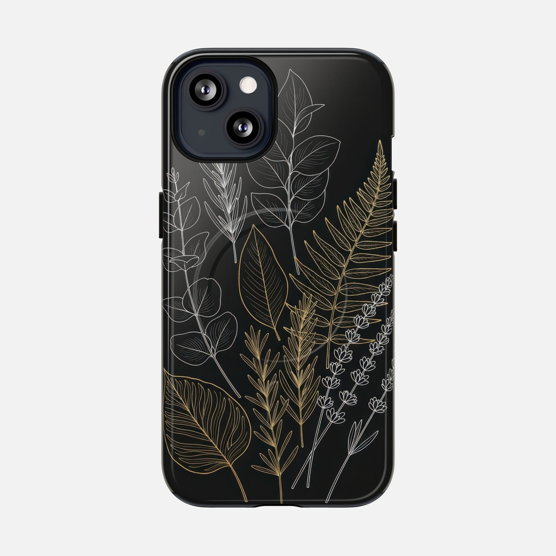 Tough Magnetic Case — Botanical Gold & Silver Fern Phone Cover iPhone 13 Glossy Phone Case