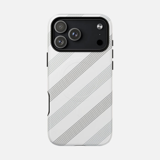 Magnetic Tough Phone Case — Minimal Diagonal Stripe Protective Cover iPhone 17 Pro Max Glossy Phone Case