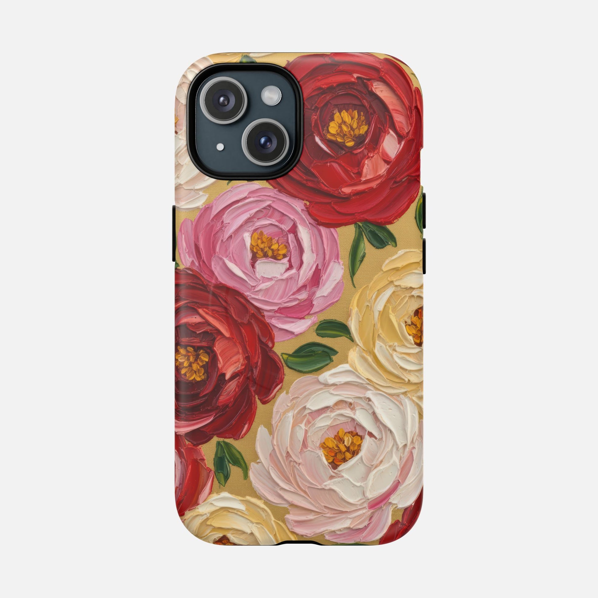 Floral Camellia Tough Magnetic Phone Case — Protective Magnetic iPhone Cover with Rose & Blush Blooms iPhone 15 Matte Phone Case