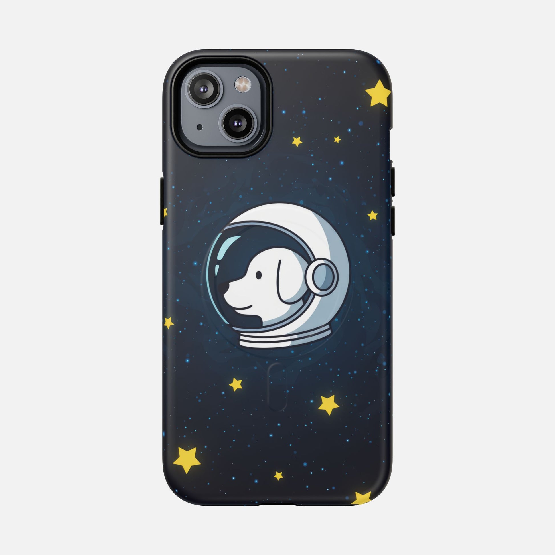 Astronaut Dog Magnetic Phone Case — Cute Space Puppy iPhone Cover with Stars iPhone 14 Plus Matte Phone Case
