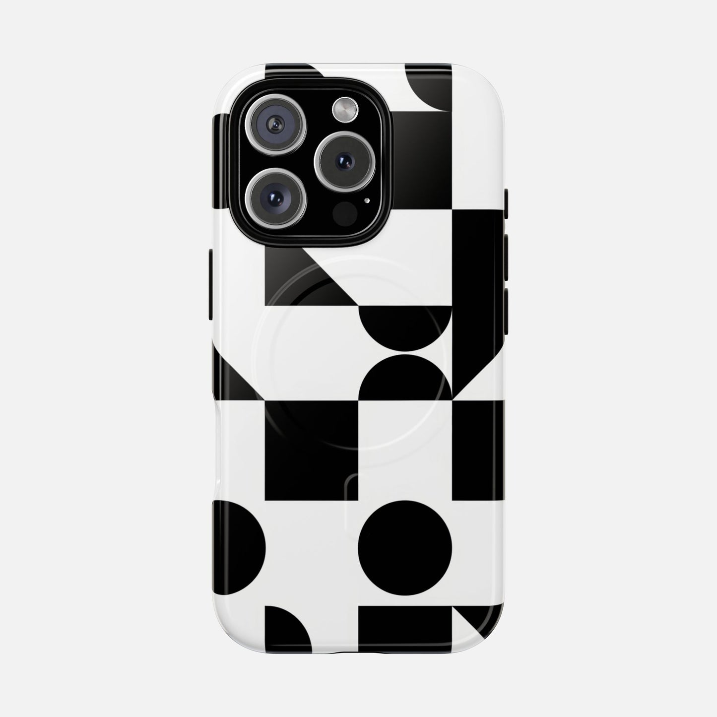Geometric Black & White iPhone Case — Tough Magnetic | MagSafe Compatible