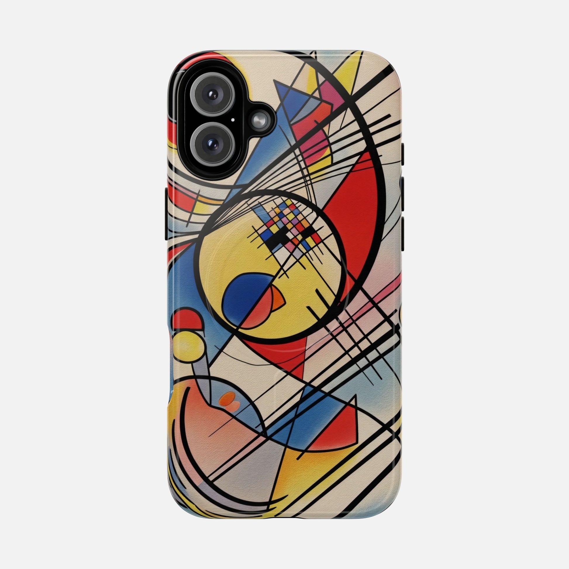 Abstract Geometric Phone Case — Colorful Modern Art Tough Magnetic Case iPhone 16 Plus Glossy Phone Case