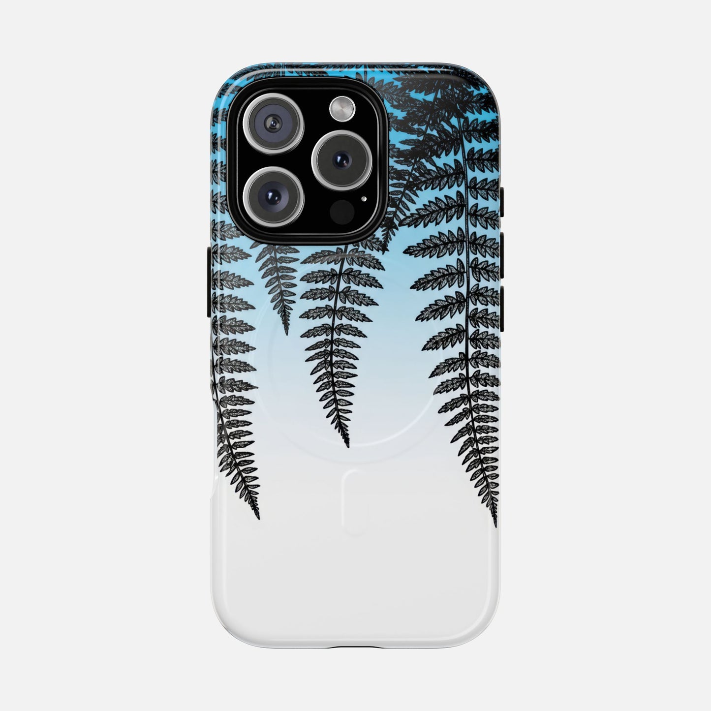 Fern Silhouette With Blue Ombre iPhone Case — Tough Magnetic | MagSafe Compatible