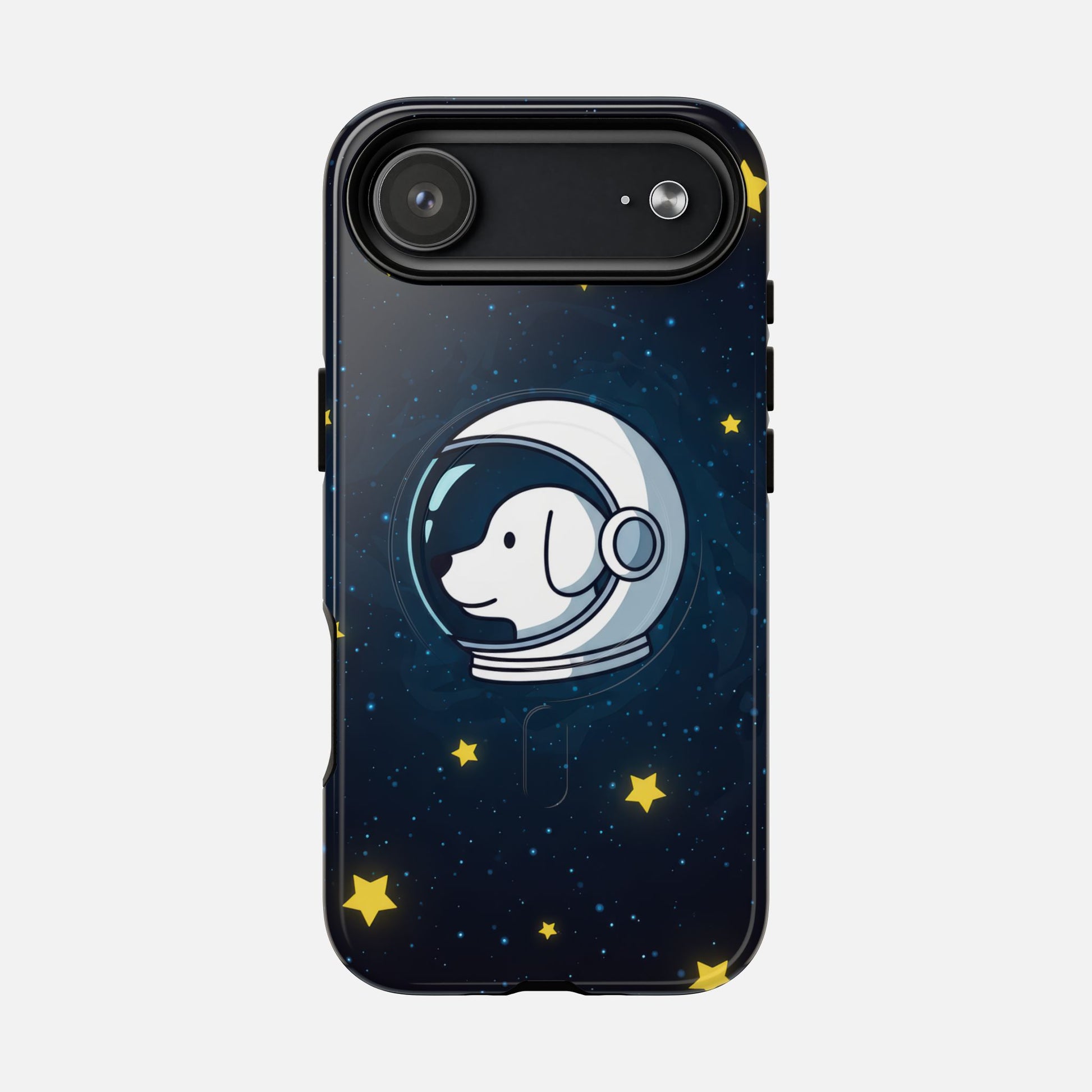 Astronaut Dog Magnetic Phone Case — Cute Space Puppy iPhone Cover with Stars iPhone 17 Air Glossy Phone Case