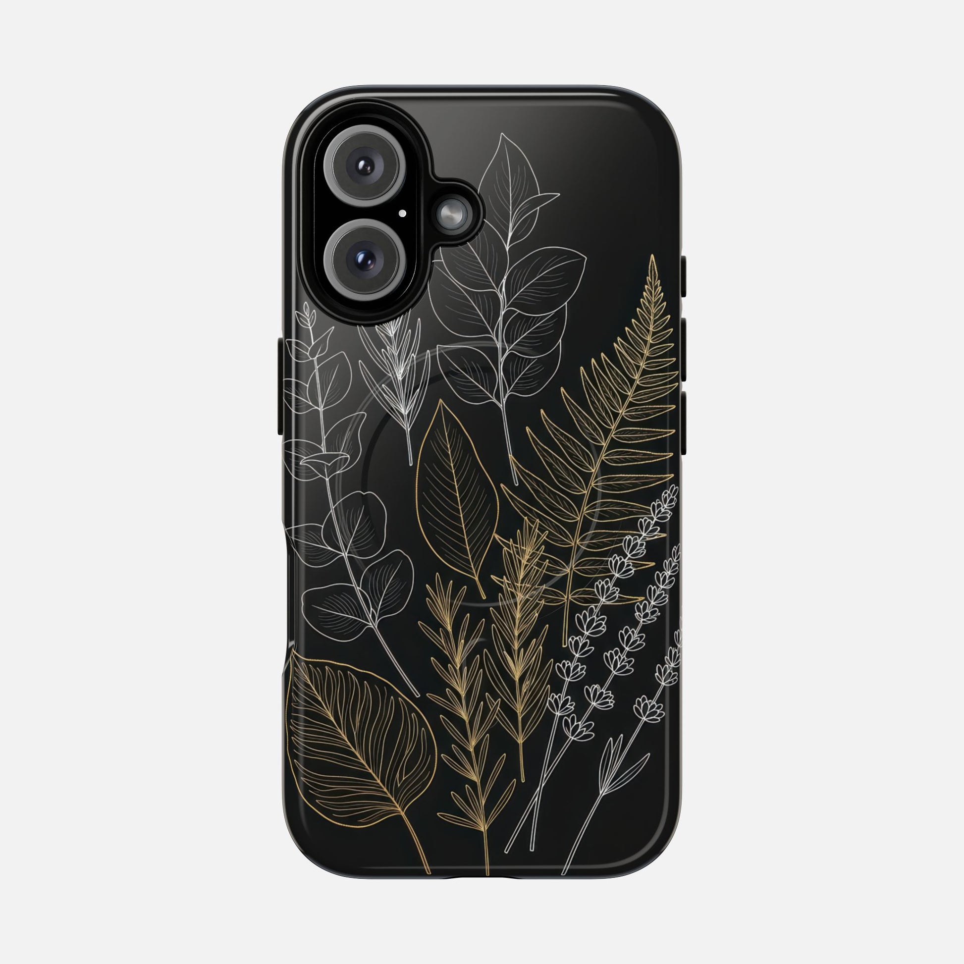 Tough Magnetic Case — Botanical Gold & Silver Fern Phone Cover iPhone 16 Glossy Phone Case