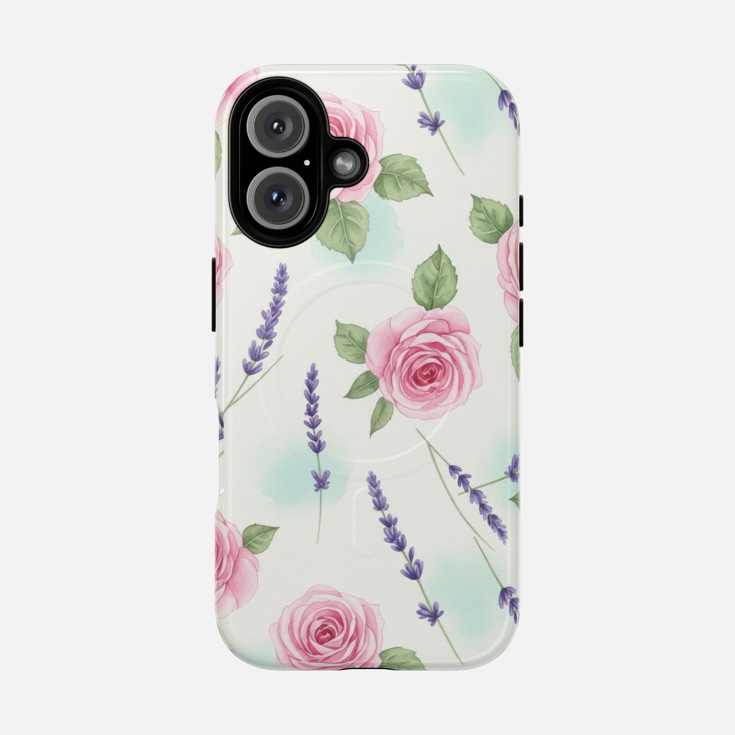 Floral Rose & Lavender Tough Magnetic Phone Case — Protective Magnetic iPhone Cover iPhone 16 Glossy Phone Case