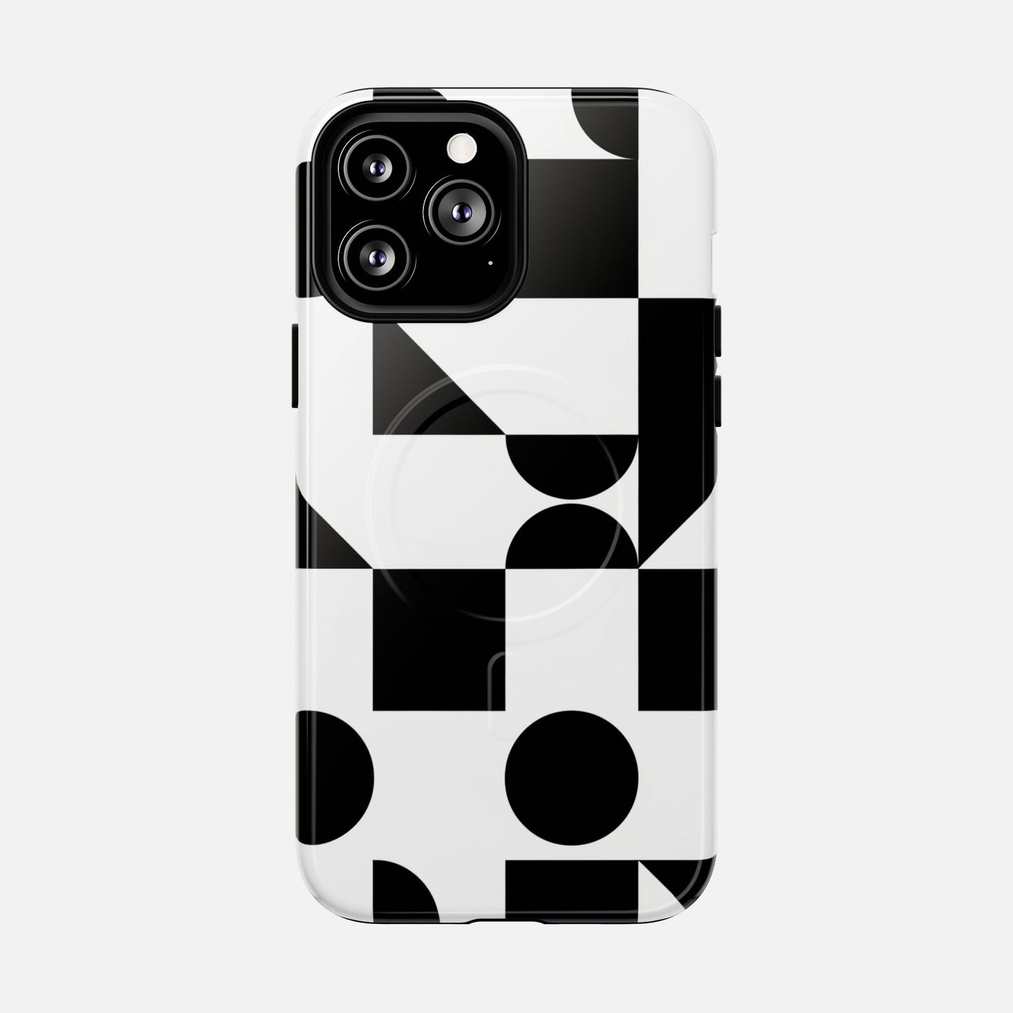Geometric Black & White iPhone Case — Tough Magnetic | MagSafe Compatible
