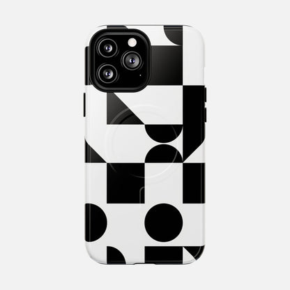 Geometric Black & White iPhone Case — Tough Magnetic | MagSafe Compatible