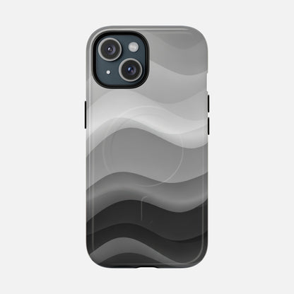 Monochrome Wave iPhone Case — Tough Magnetic | MagSafe Compatible
