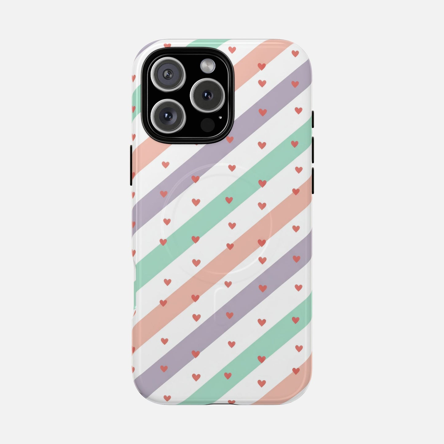Valentine Pastel Stripes iPhone Case — Tough Magnetic | MagSafe Compatible