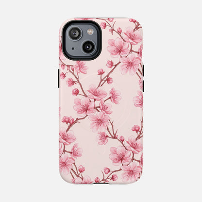 Pink Cherry Blossom iPhone Case — Tough Magnetic | MagSafe Compatible