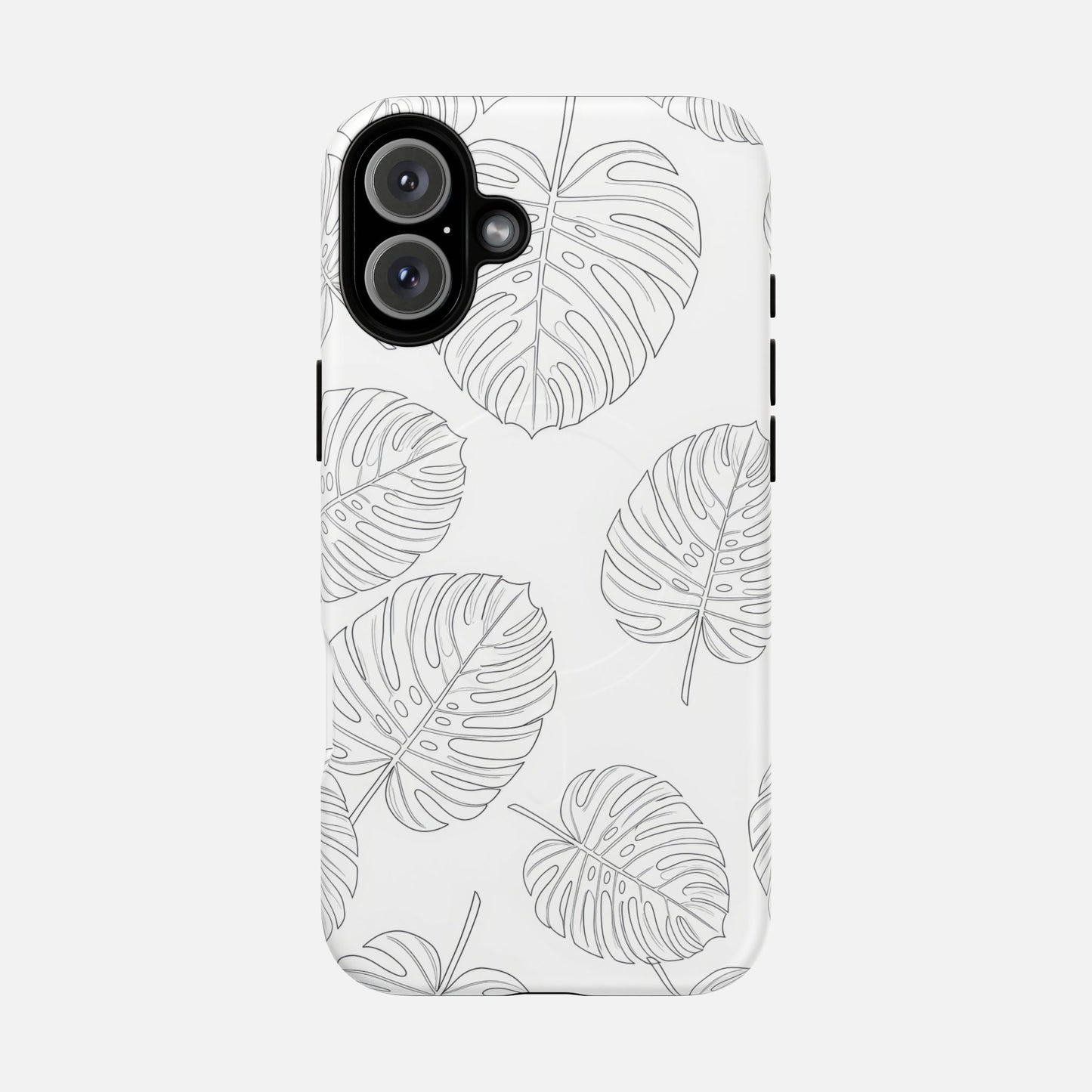 Monstera Leaf Clear Tropical Pattern iPhone Case — Tough Magnetic | MagSafe Compatible