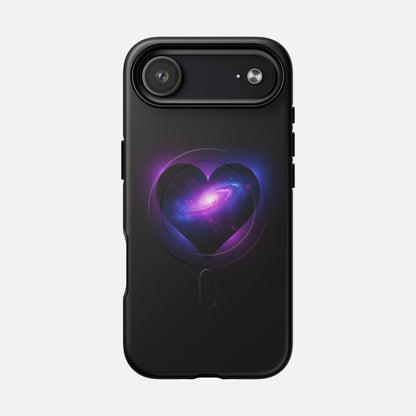 Galaxy Heart Tough Magnetic Phone Case — Magnetic Protective iPhone Cover with Purple Nebula Design iPhone 17 Air Matte Phone Case