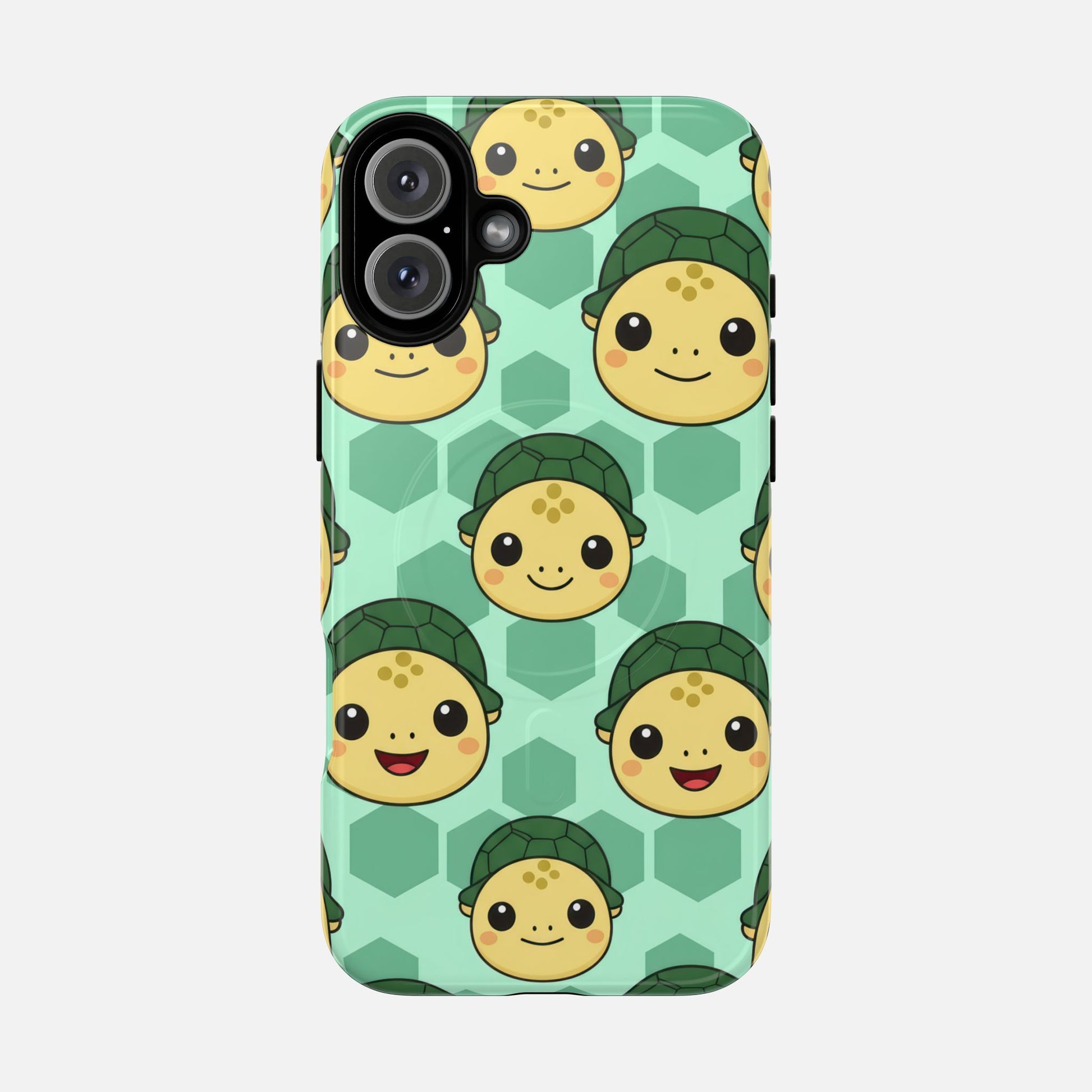 Cute Turtle Pattern Phone Case — Tough Magnetic Protective iPhone Cover iPhone 16 Plus Glossy Phone Case