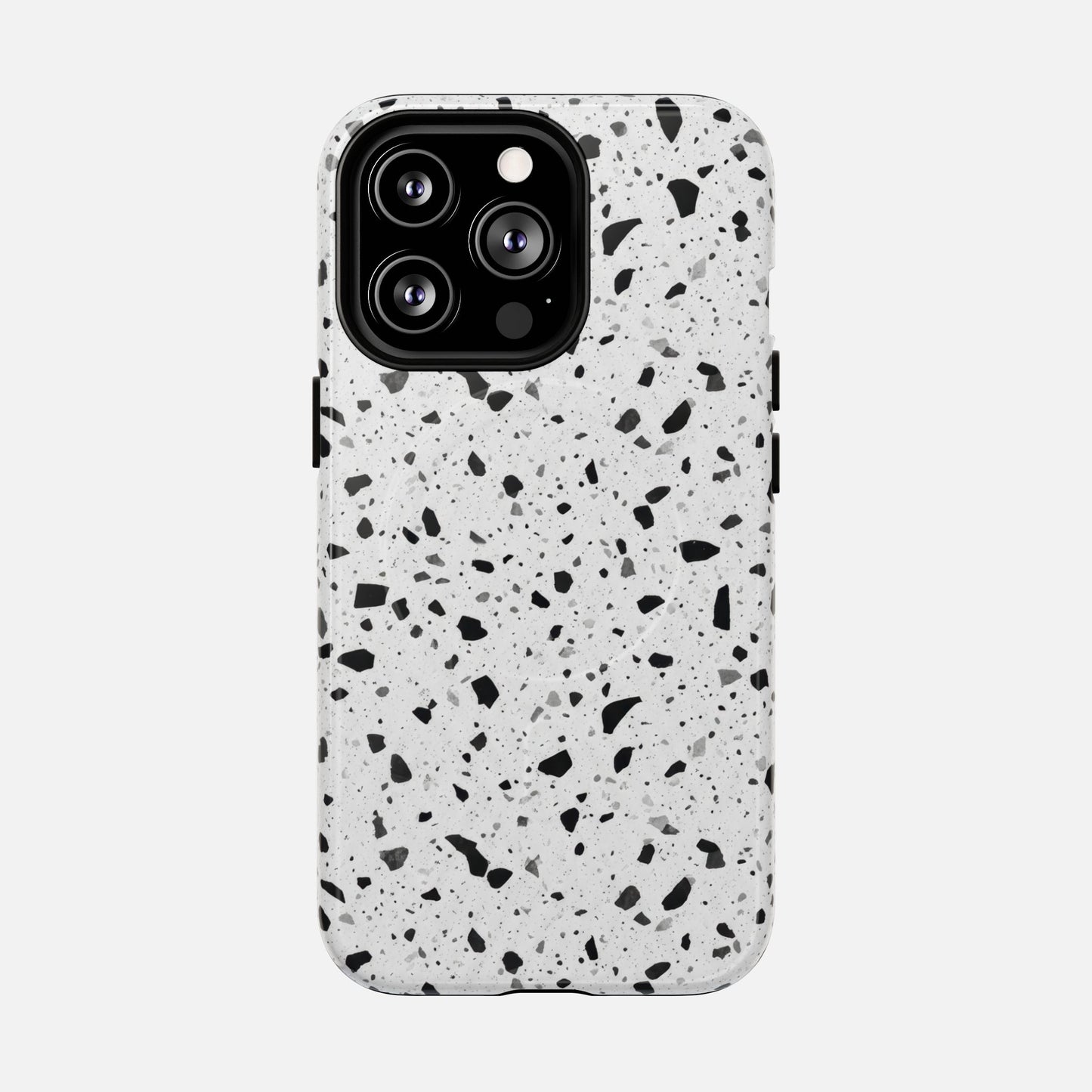 Terrazzo Black & White iPhone Case — Tough Magnetic | MagSafe Compatible