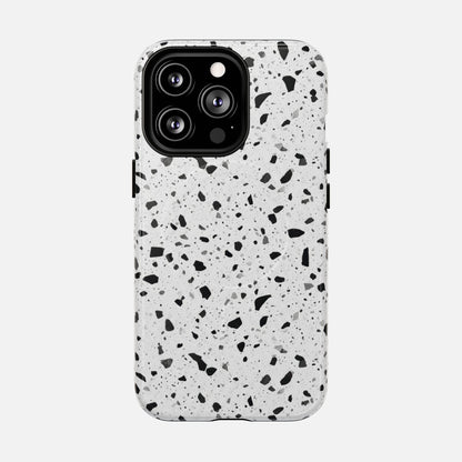 Terrazzo Black & White iPhone Case — Tough Magnetic | MagSafe Compatible